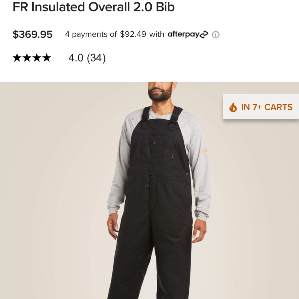 Ariat Work FR Insulated Overall Bibs NWT